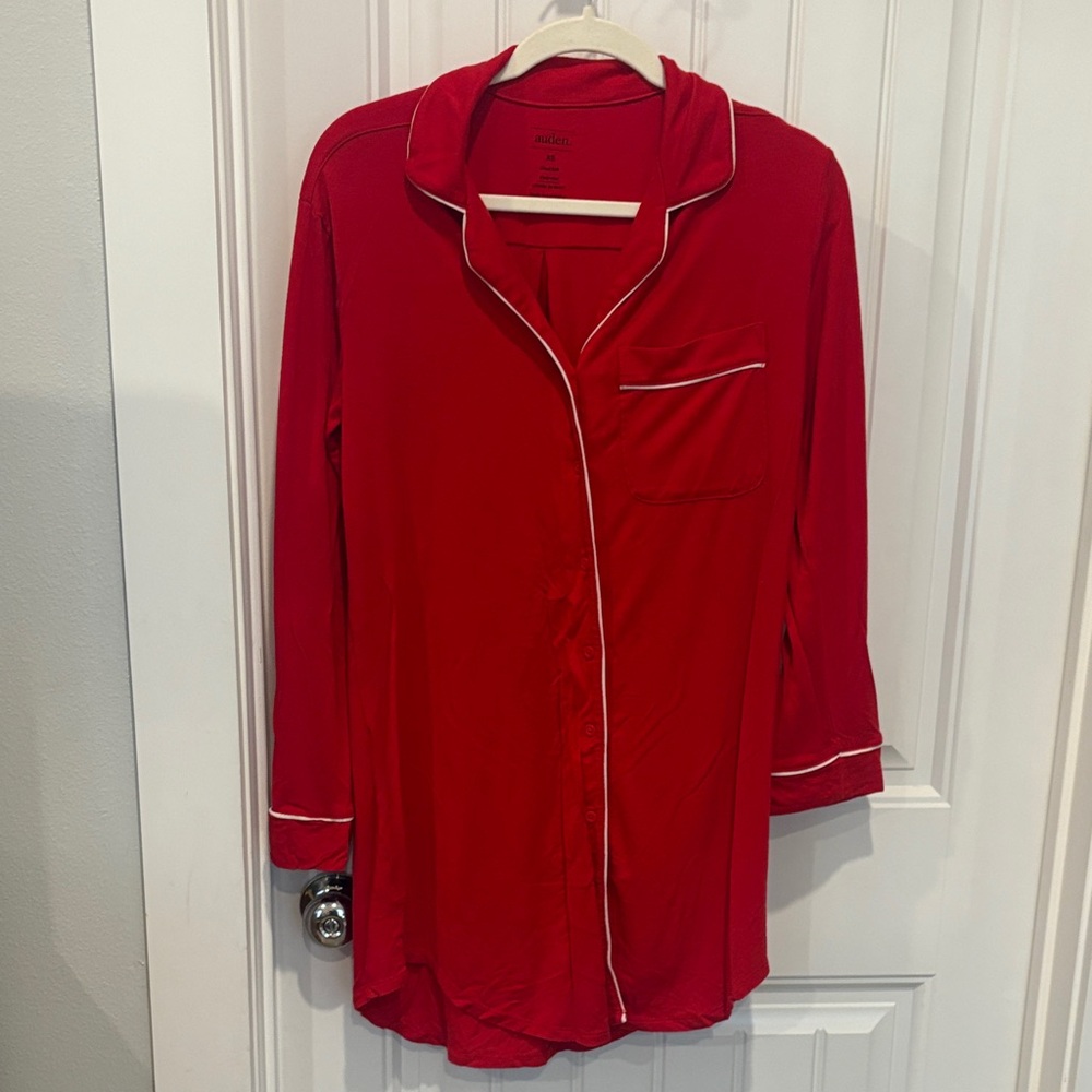 Auden Red Women's Pajama Top with White Trim